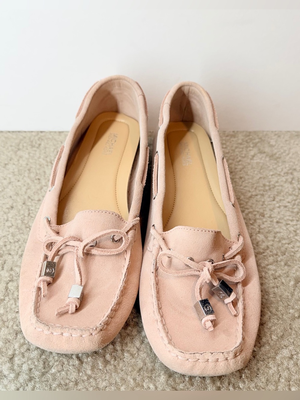 MICHAEL Michael Kors Juliette Suede Loafer Flats Moccasins Pink Blush Size 7.5